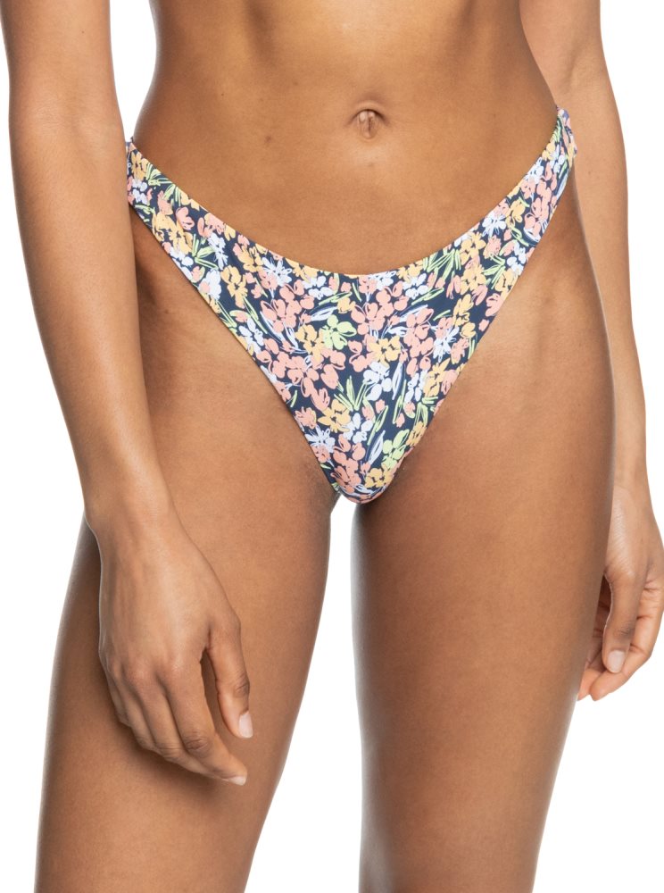 Indigo Women's Roxy Printed Beach Classics Cheeky Bikini Bottoms | USA CBLJ-86193