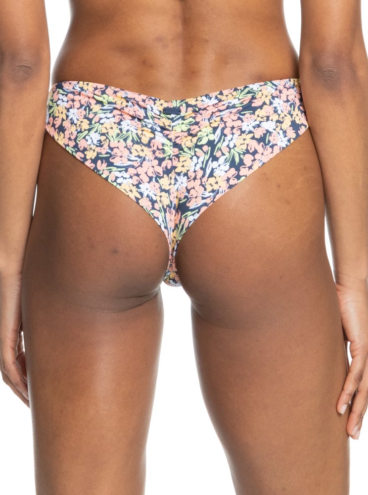 Indigo Women's Roxy Printed Beach Classics Cheeky Bikini Bottoms | USA CBLJ-86193