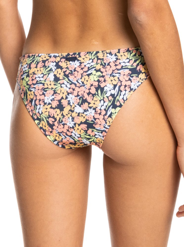 Indigo Women's Roxy Printed Beach Classics Moderate Bikini Bottoms | USA FTQR-41903