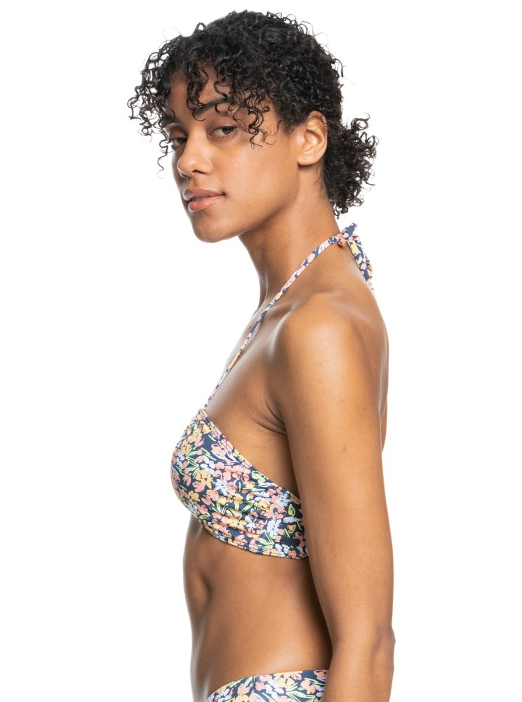 Indigo Women's Roxy Printed Beach Classics Triangle Bikini Tops | USA ZSWH-52097