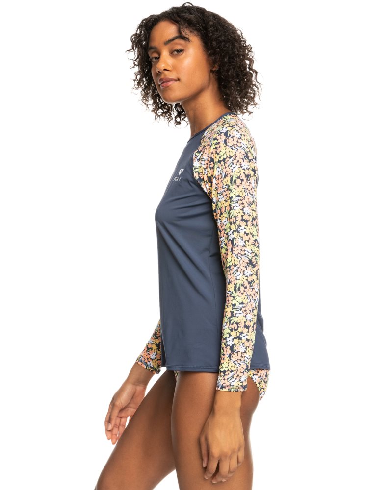 Indigo Women's Roxy Printed UPF 50 Long Sleeve Front Zip Rashguards | USA BWDA-86790