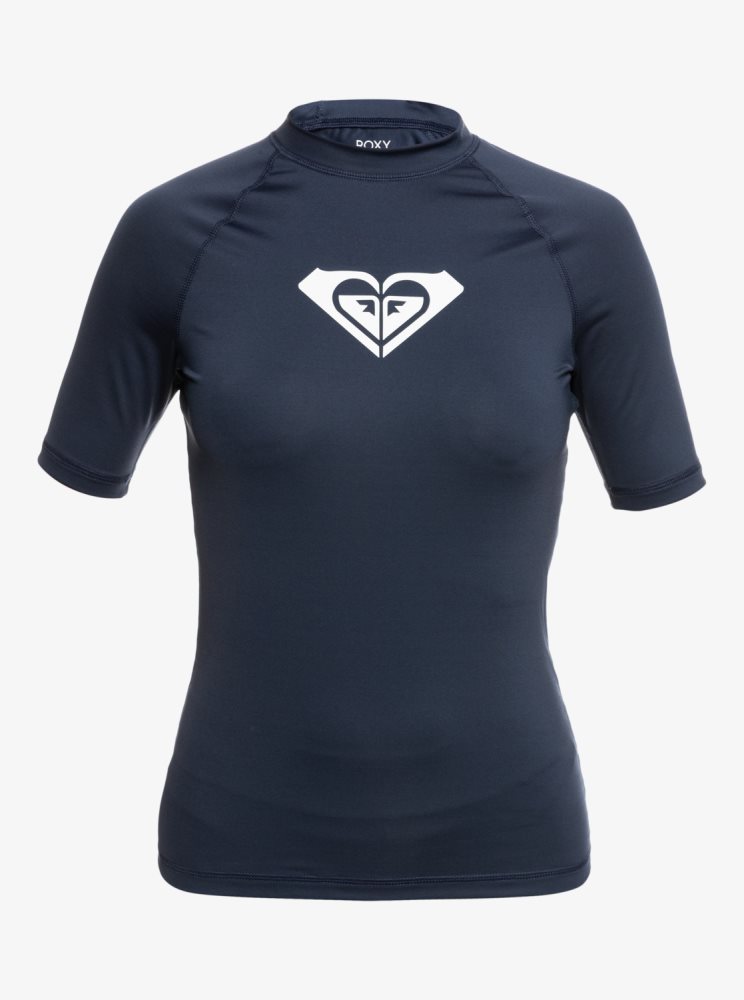 Indigo Women's Roxy Whole Hearted Short Sleeve UPF 50 Rashguards | USA NEQP-90856