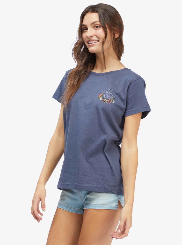 Indigo Women's Roxy Wild Wave Boyfriend T Shirts | USA HYWF-59187