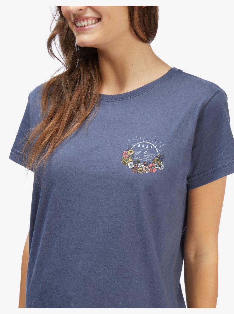 Indigo Women's Roxy Wild Wave Boyfriend T Shirts | USA HYWF-59187