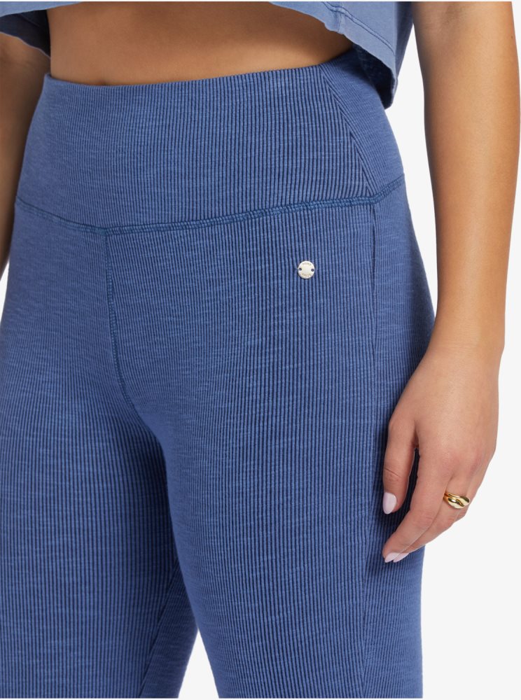 Indigo Women's Roxy Zuma Knit High Waist Knit Flare Pants | USA QOXB-63017