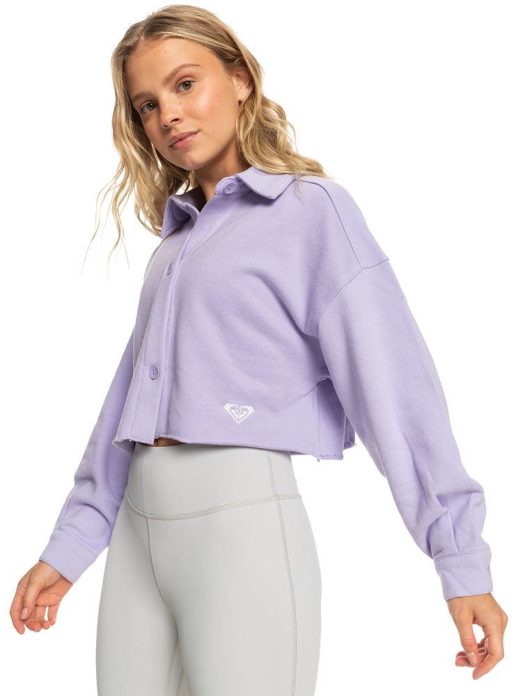 Lavender Women's Roxy Kelia Cropped Shacket Jackets | USA GXHP-03861