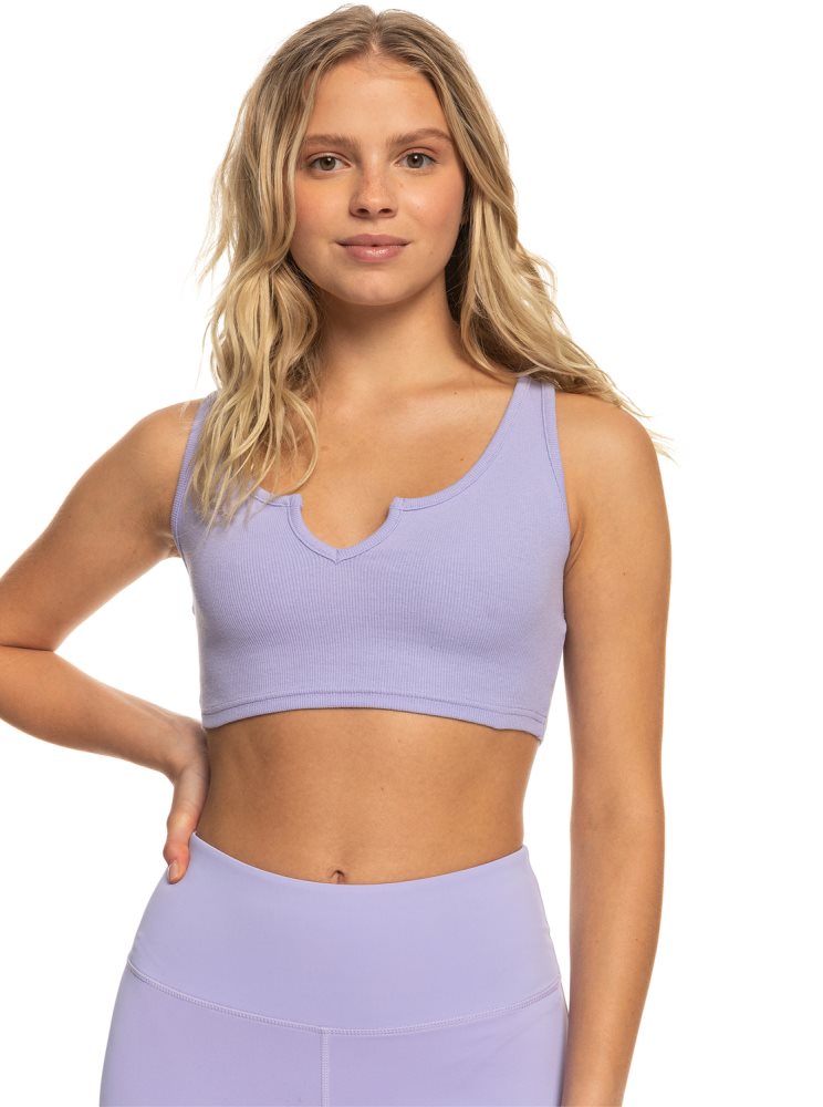 Lavender Women's Roxy Kelia Rib Crop Tanks | USA YQKS-74802