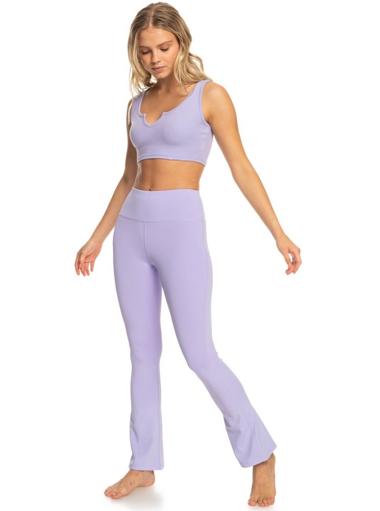 Lavender Women's Roxy Kelia Rib Crop Tanks | USA YQKS-74802