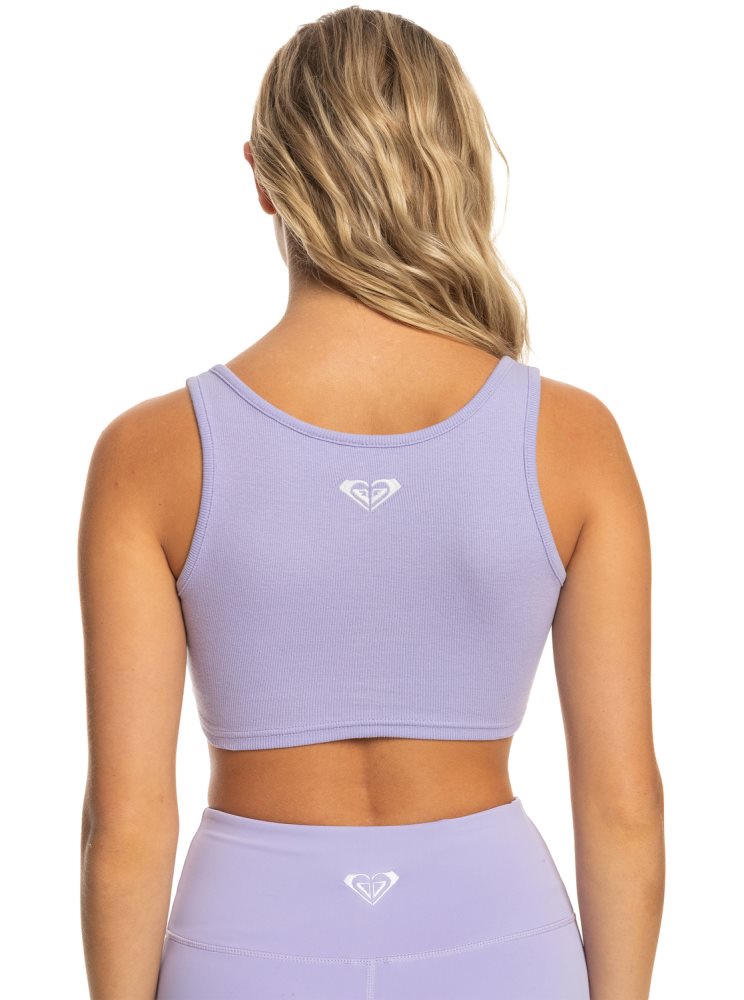 Lavender Women's Roxy Kelia Rib Crop Tanks | USA YQKS-74802