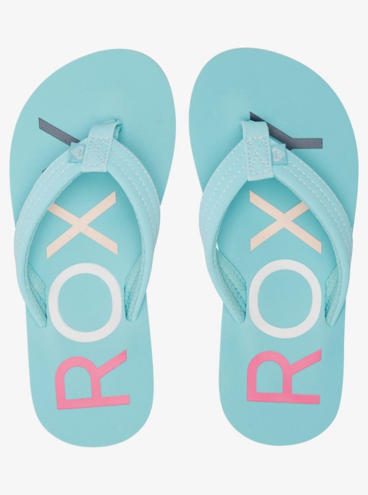 Light Blue Kids' Roxy 4-16 Vista Flip Flops | USA HVZQ-73492