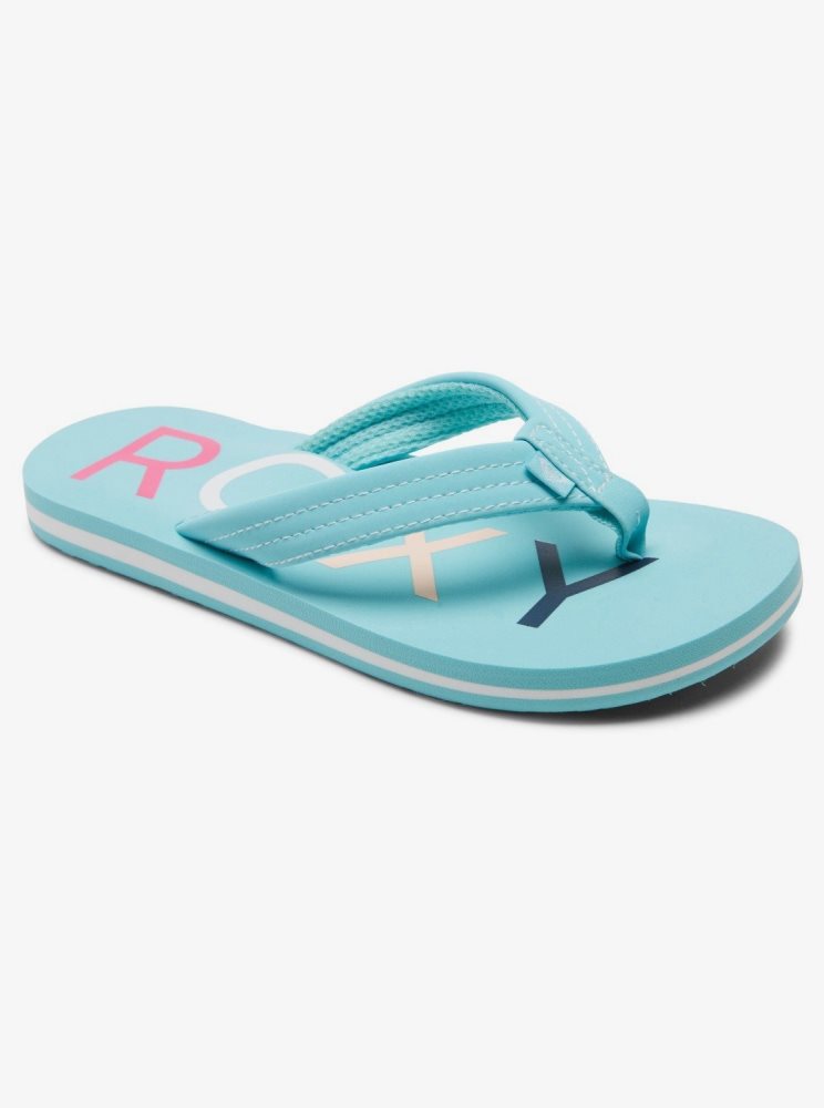 Light Blue Kids\' Roxy 4-16 Vista Flip Flops | USA HVZQ-73492