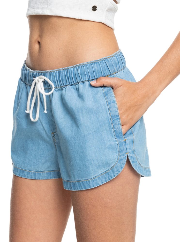 Light Blue Women's Roxy New Impossible Denim Shorts | USA WJAX-98173