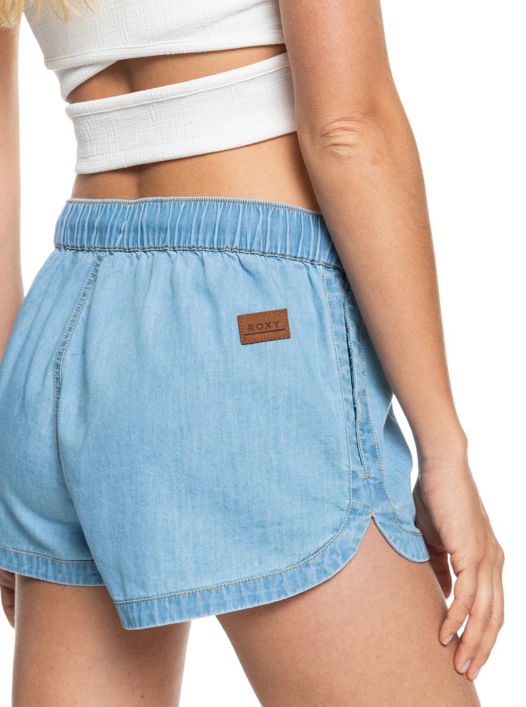 Light Blue Women's Roxy New Impossible Denim Shorts | USA WJAX-98173