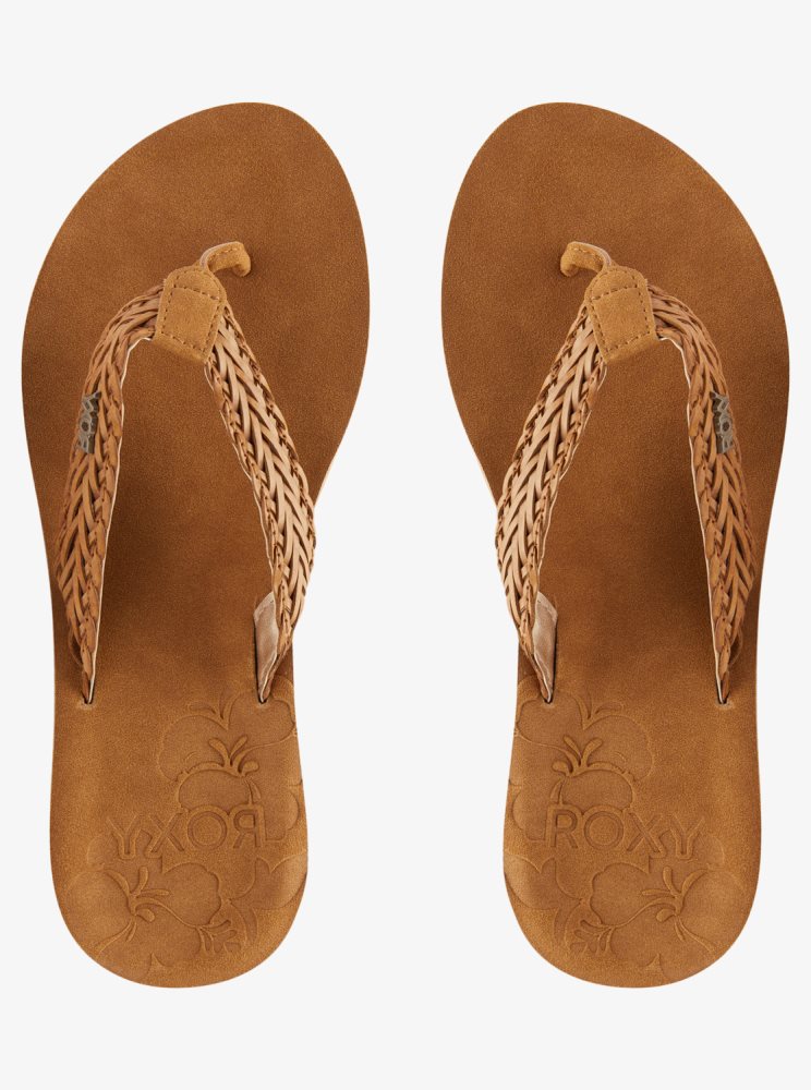 Light Brown Women's Roxy Lili Fashion Flip Flops | USA UOTG-64053