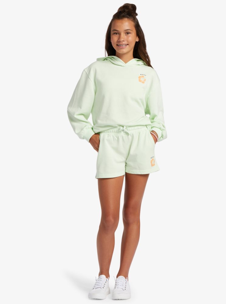 Light Green Kids' Roxy 4-16 Distance And Time A Sweat Shorts | USA YIMZ-28390