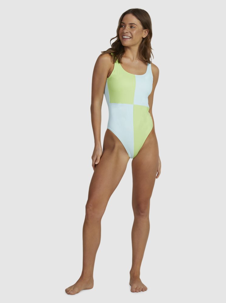 Light Green Women's Roxy Tropic Trip One Piece Swimsuits | USA CFSD-31589