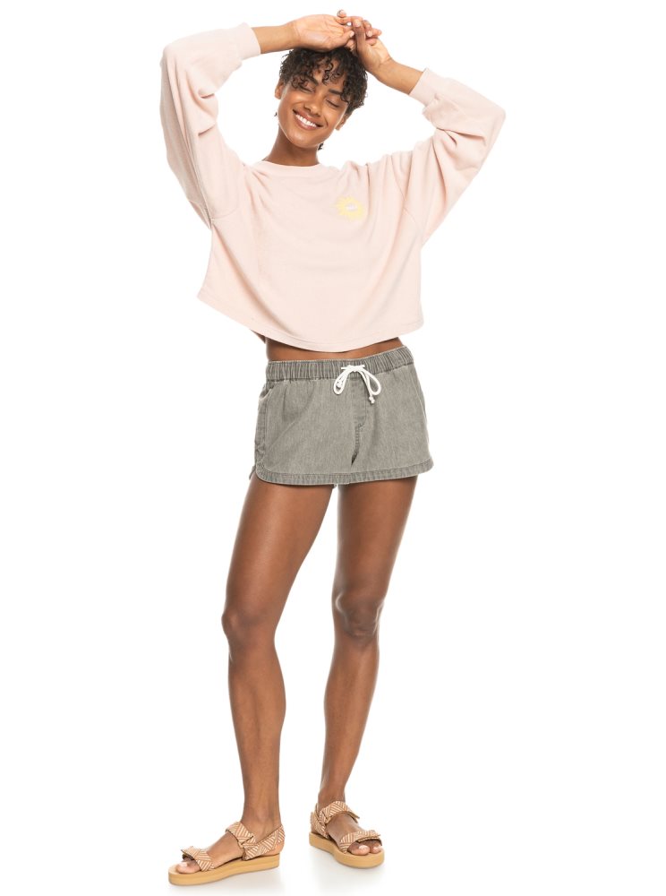 Light Grey Women's Roxy New Impossible Denim Shorts | USA KGJD-73892