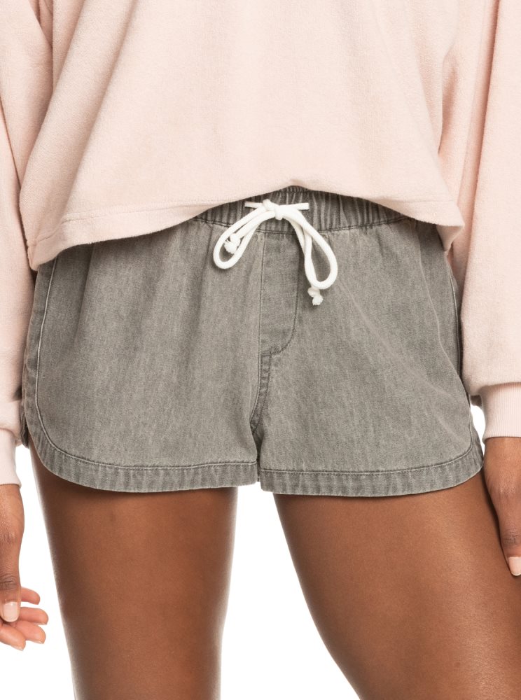 Light Grey Women\'s Roxy New Impossible Denim Shorts | USA KGJD-73892