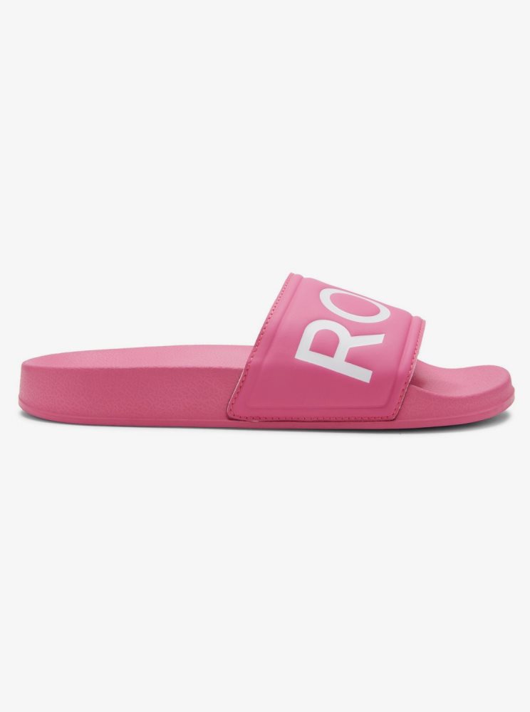 Light Rose / Pink Women's Roxy Slippy Slide Sandals | USA UISF-53602