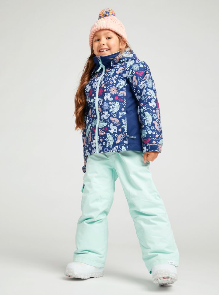 Light Turquoise Kids' Roxy 2-7 Lola Insulated Bib Snow Pants | USA ELNG-68597