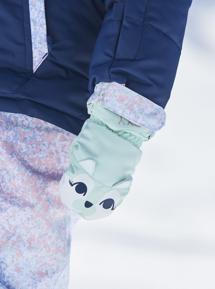 Light Turquoise Kids' Roxy 2-7 Snows Up Mittens Snow Gloves | USA QXFV-74869