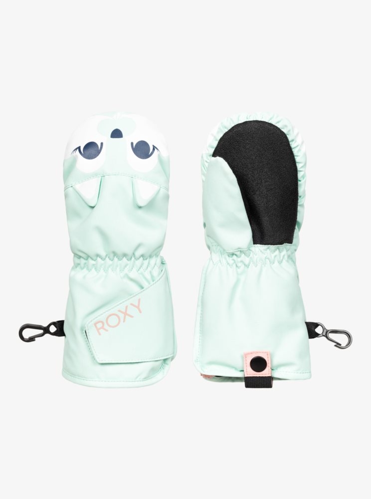 Light Turquoise Kids' Roxy 2-7 Snows Up Mittens Snow Gloves | USA QXFV-74869