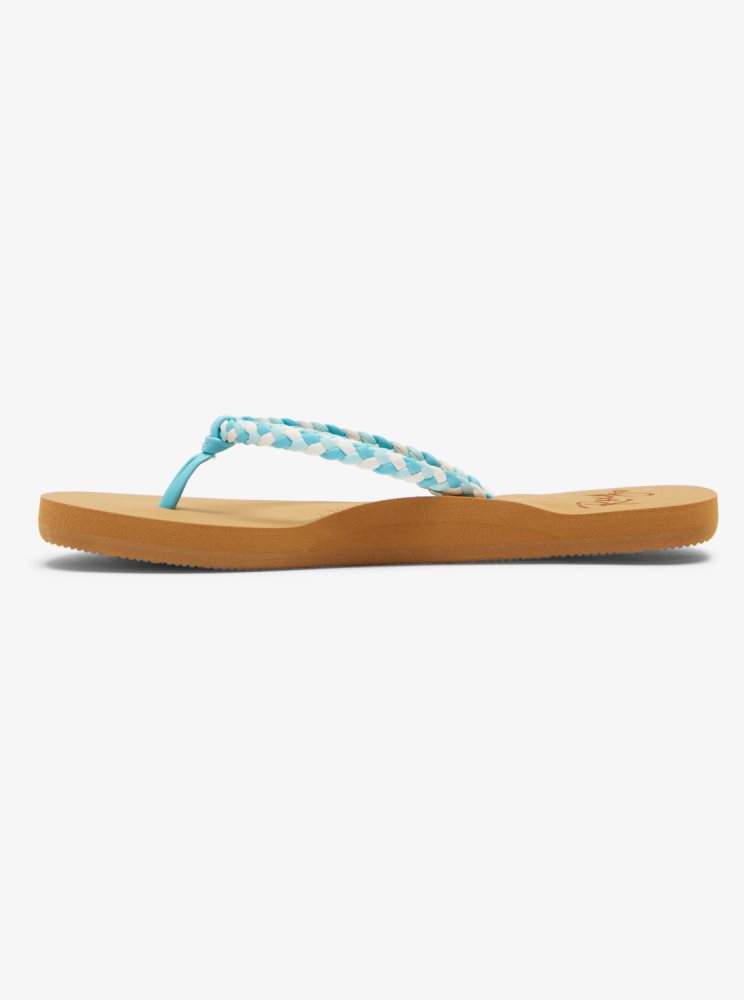 Light Turquoise Kids' Roxy 4-16 Costas Flip Flops | USA OLBV-59213