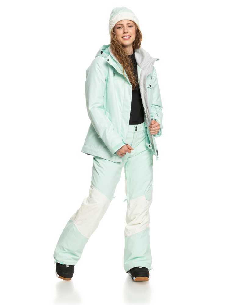 Light Turquoise Women's Roxy Wood Rose Insulated Snow Pants | USA IFEW-26541