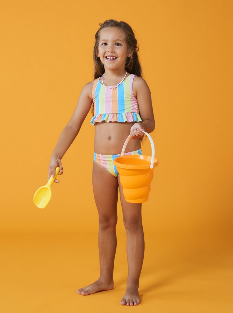 Multicolor Kids' Roxy 4-16 Colors Of The Sun Two Piece Crop Top Set Bikinis | USA TEOG-41763