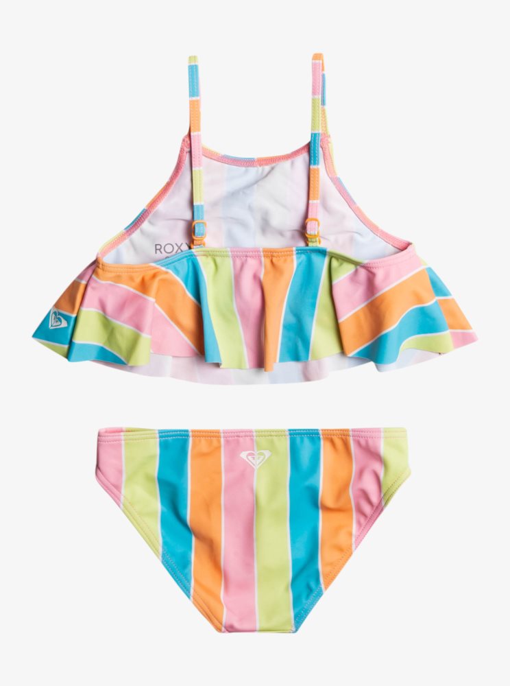 Multicolor Kids' Roxy 4-16 Colors Of The Sun Two Piece Flutter Set Bikinis | USA WOAS-35978