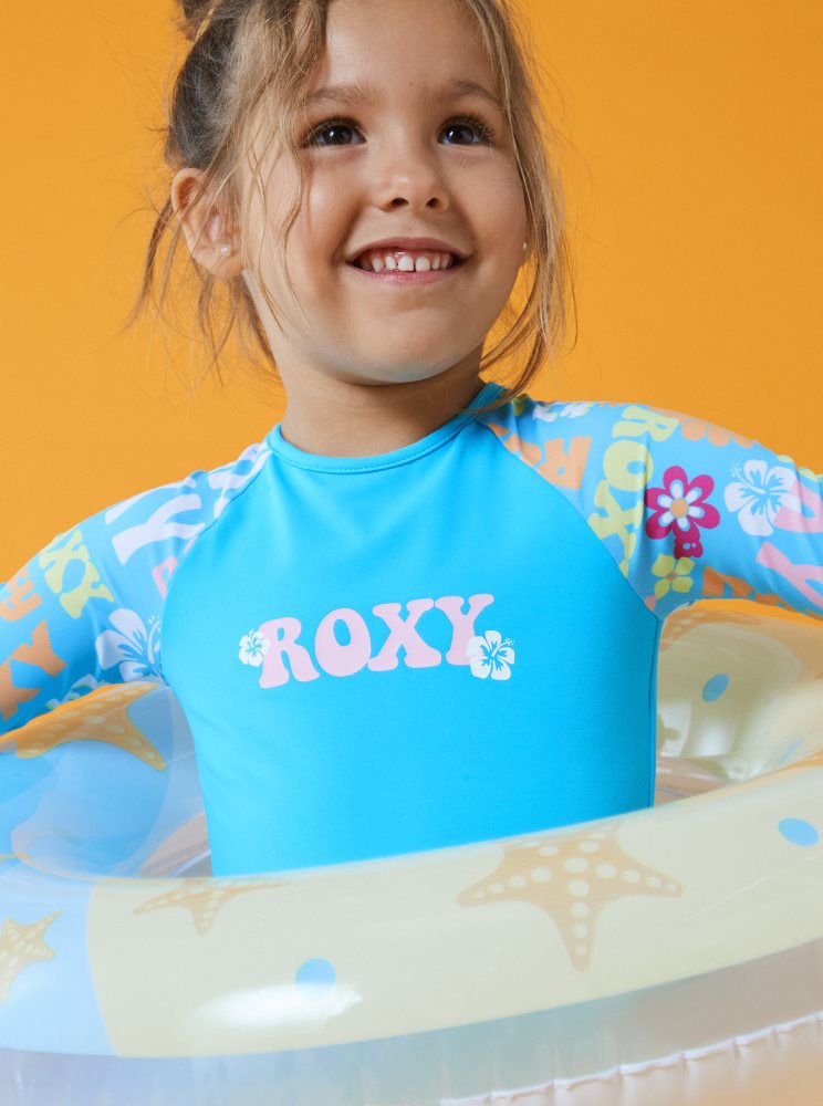 Multicolor Kids' Roxy 4-16 Flower Vintage Power Long Sleeve One-Piece Rashguards | USA LDGR-86514