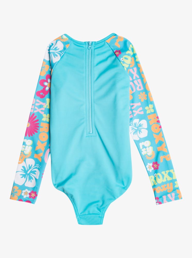 Multicolor Kids' Roxy 4-16 Flower Vintage Power Long Sleeve One-Piece Rashguards | USA LDGR-86514