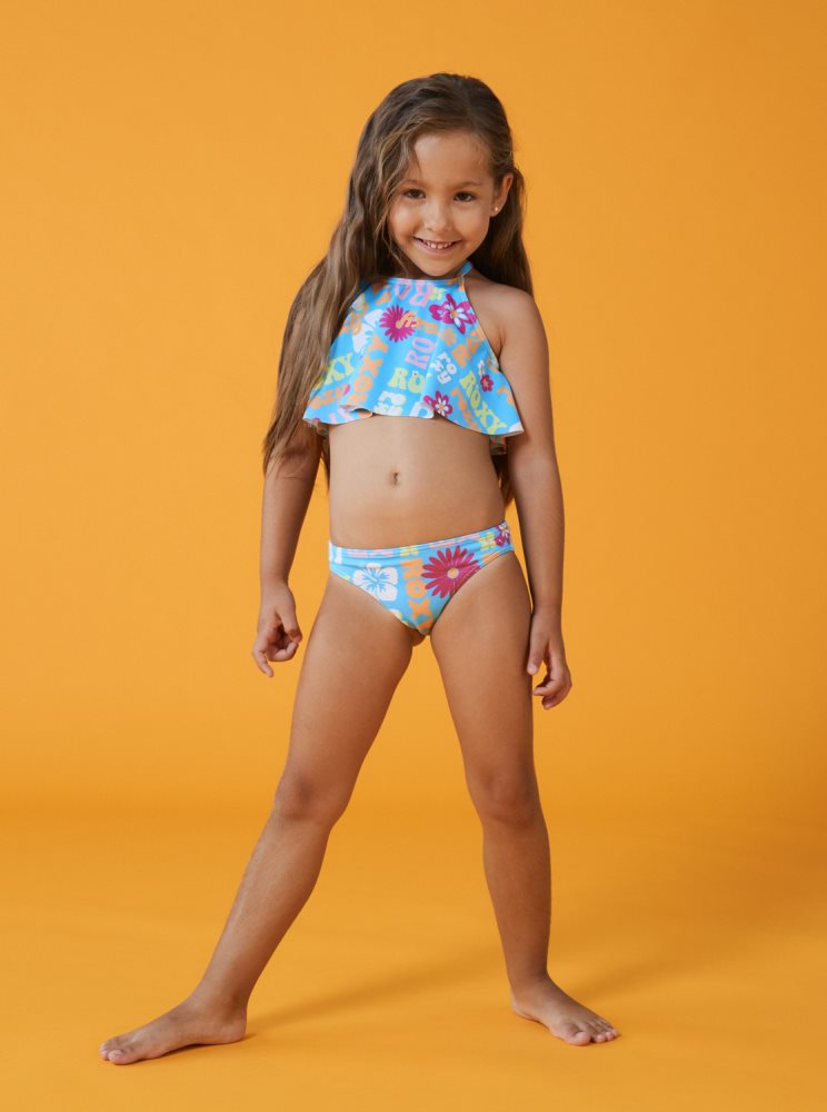 Multicolor Kids' Roxy 4-16 Flower Vintage Power Two Piece Flutter Set Bikinis | USA PKTF-23847