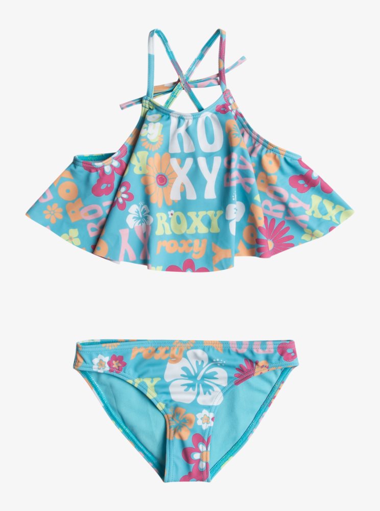 Multicolor Kids' Roxy 4-16 Flower Vintage Power Two Piece Flutter Set Bikinis | USA PKTF-23847