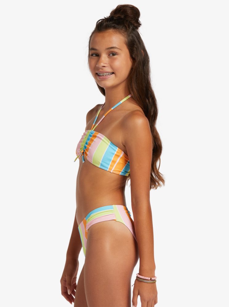 Multicolor Kids' Roxy 4-16 Last In Paradise Two Piece Bandeau Set Bikinis | USA DEJA-14089