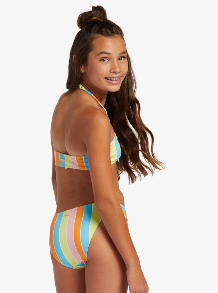 Multicolor Kids' Roxy 4-16 Last In Paradise Two Piece Bandeau Set Bikinis | USA DEJA-14089