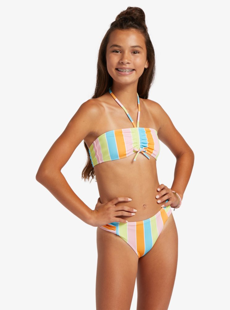 Multicolor Kids\' Roxy 4-16 Last In Paradise Two Piece Bandeau Set Bikinis | USA DEJA-14089