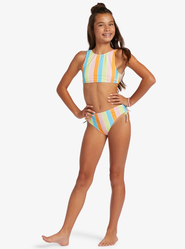 Multicolor Kids' Roxy 4-16 Last In Paradise Two Piece Crop Top Set Bikinis | USA KCRP-82910