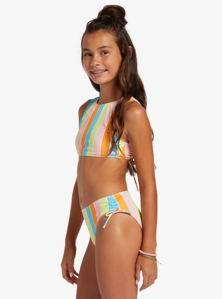 Multicolor Kids' Roxy 4-16 Last In Paradise Two Piece Crop Top Set Bikinis | USA KCRP-82910