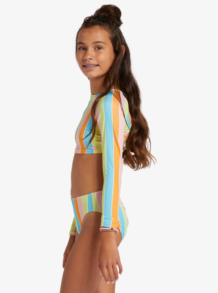 Multicolor Kids' Roxy 4-16 Last In Paradise Cropped Long Sleeve UPF 50 Set Rashguards | USA PNBI-79043