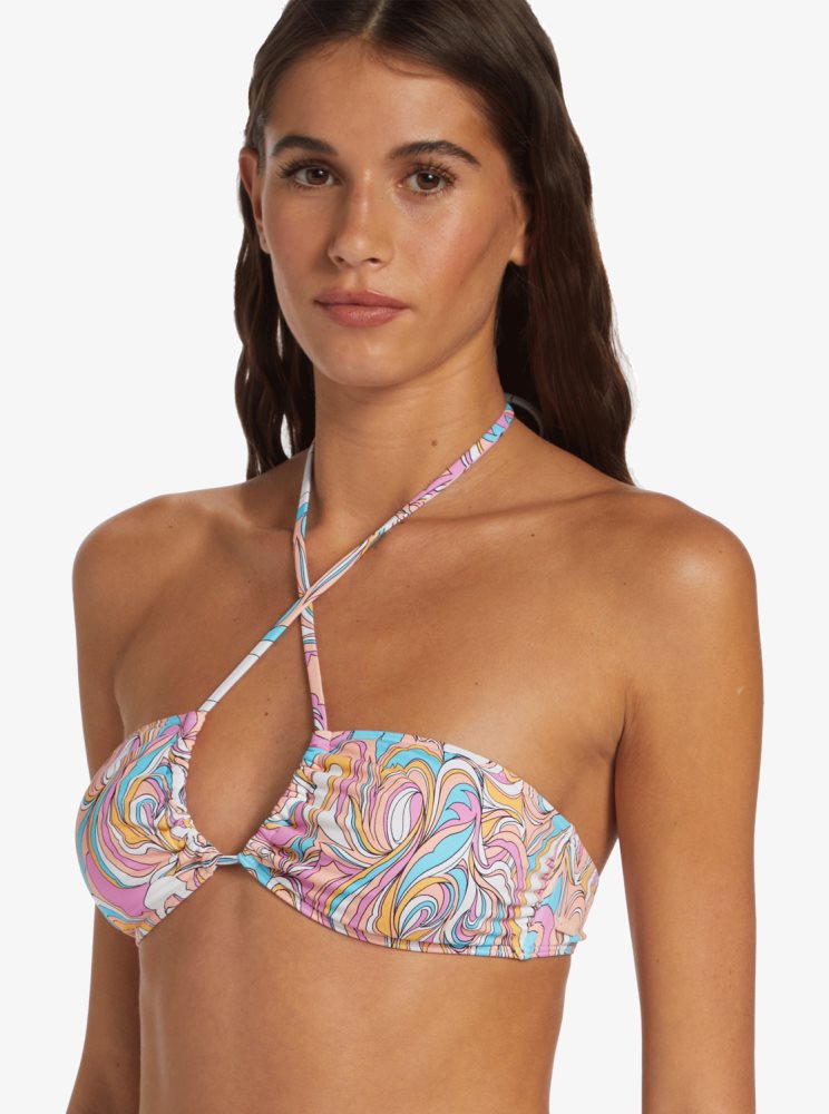 Multicolor Women's Roxy Beach Classics Fashion Triangle Bikini Tops | USA EFHY-54871