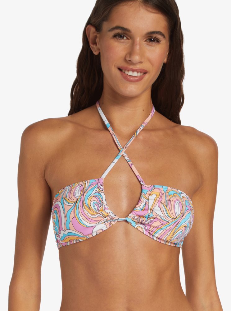 Multicolor Women\'s Roxy Beach Classics Fashion Triangle Bikini Tops | USA EFHY-54871