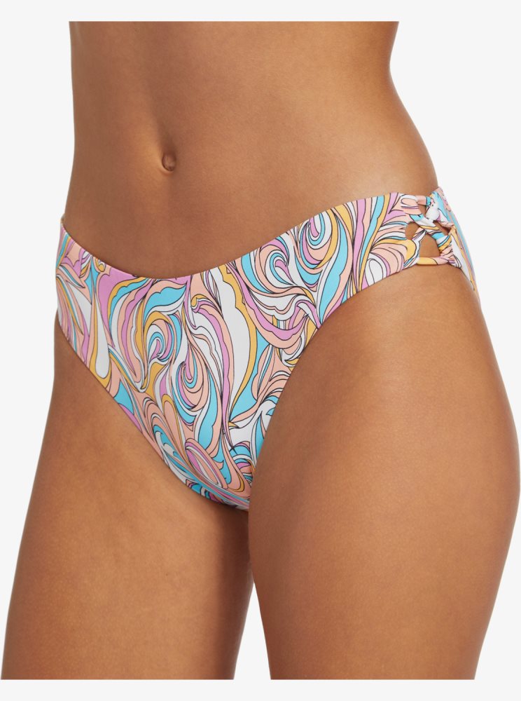 Multicolor Women's Roxy Beach Classics Strap Hipster Bikini Bottoms | USA EJLX-30568