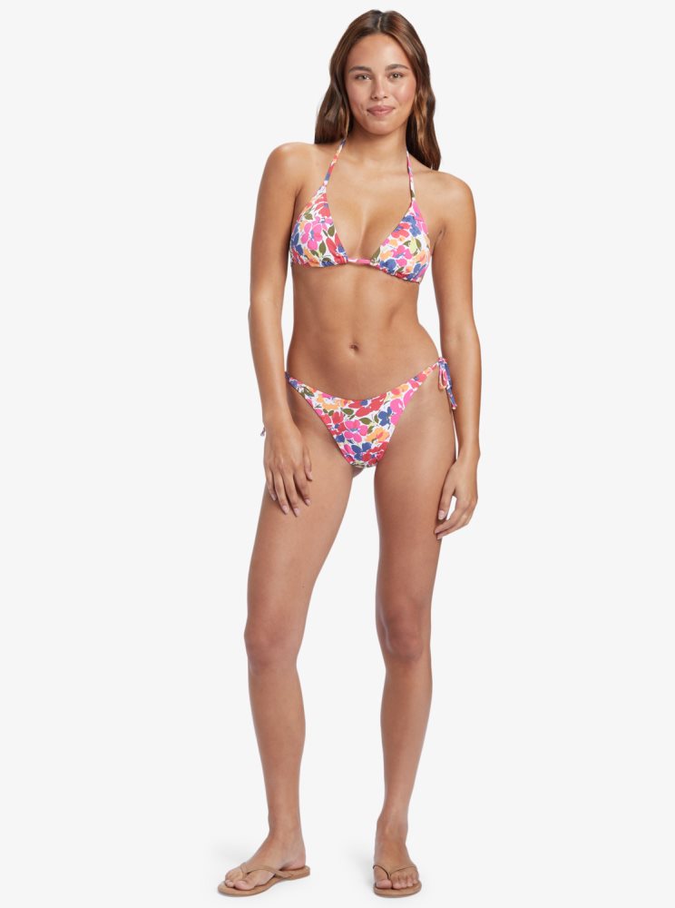 Multicolor Women's Roxy Bloomin Babe Tiki Tri Bikini Tops | USA FTWA-42076