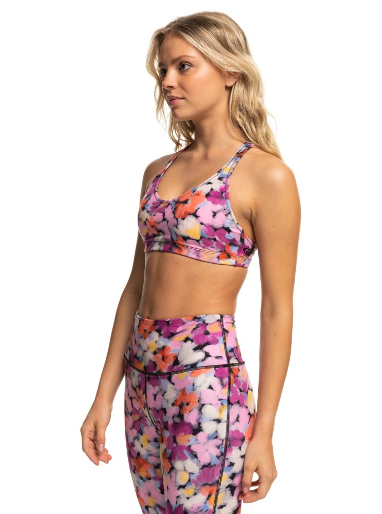 Multicolor Women's Roxy Heart Into It Sports Bra | USA XFHI-72496