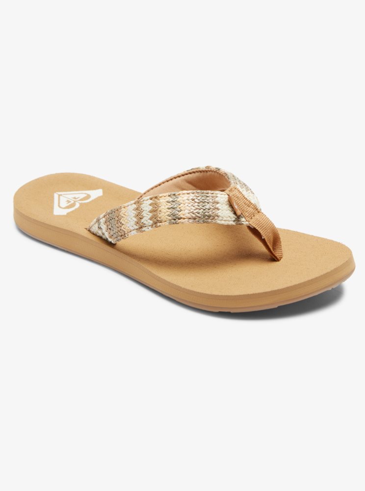 Multicolor Women's Roxy Porto Raffia Flip Flops | USA DACL-61852