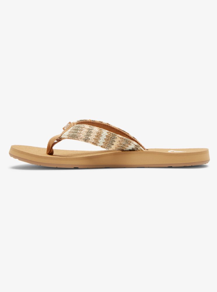 Multicolor Women's Roxy Porto Raffia Flip Flops | USA DACL-61852