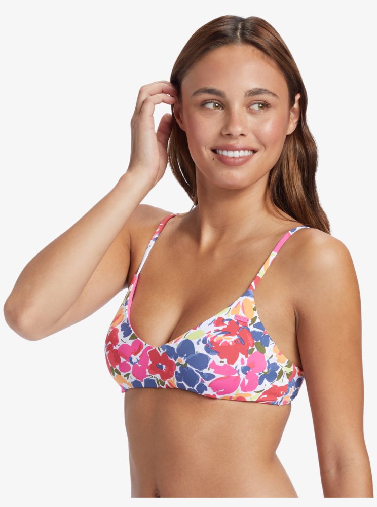 Multicolor Women's Roxy Printed Beach Classics Athletic Triangle Bikini Tops | USA WGNK-25041