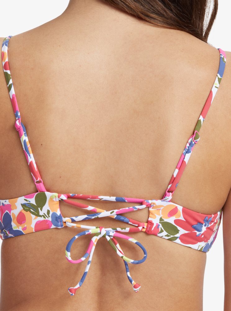 Multicolor Women's Roxy Printed Beach Classics Athletic Triangle Bikini Tops | USA WGNK-25041