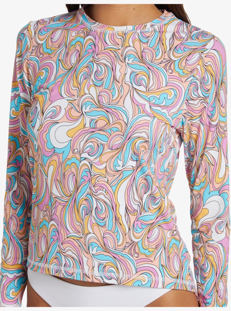 Multicolor Women's Roxy Sea Skippin UPF 50 Long Sleeve Rashguards | USA NUID-14785